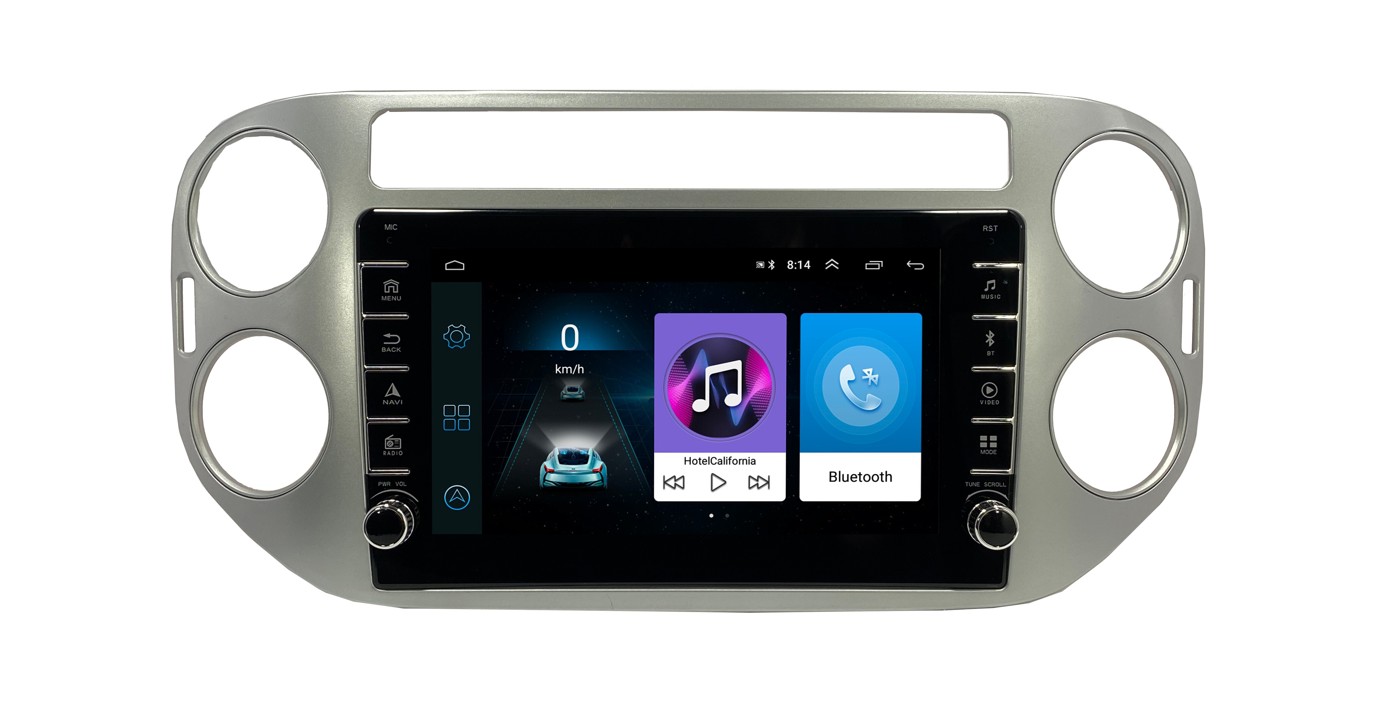 Автомагнитола ANDROID Volksvagen Tiguan 2010-2016 серебряная рамка, Android 12, 2/16GB, с