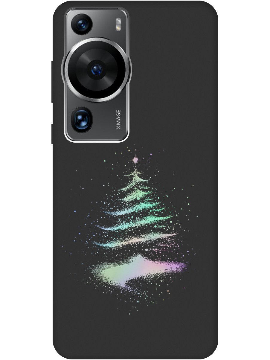 

Силиконовый чехол на Huawei P60 Pro с принтом "Елочка" матовый черный, Черный;серебристый, 772620841