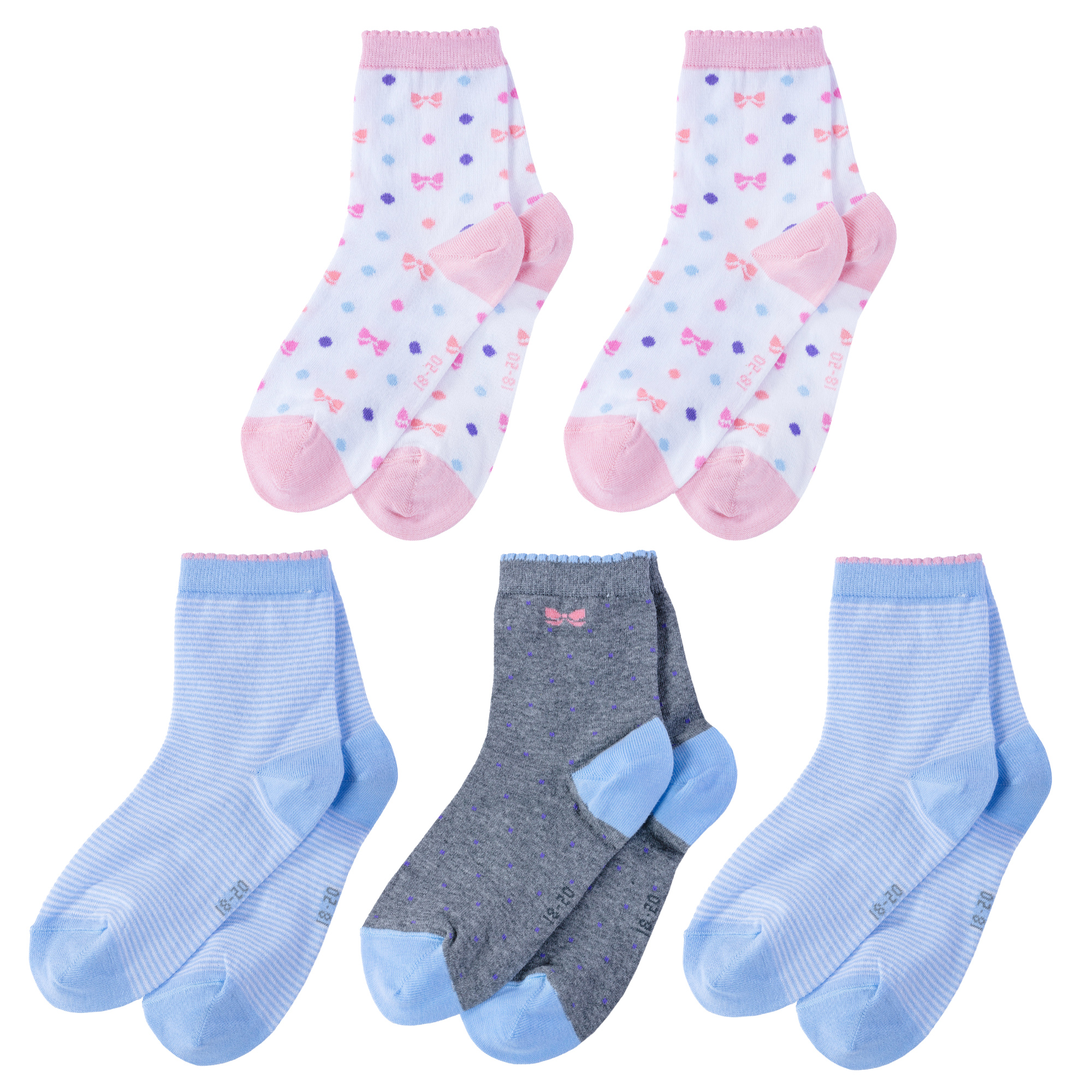 Носки детские LorenzLine 5-Л105, белый; розовый; голубой; серый, 8-10
