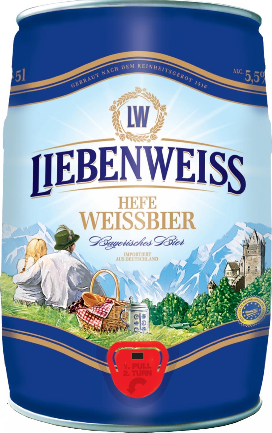 

Пиво Liebenweiss Hefe-Weissbier в бочонке, Светлое