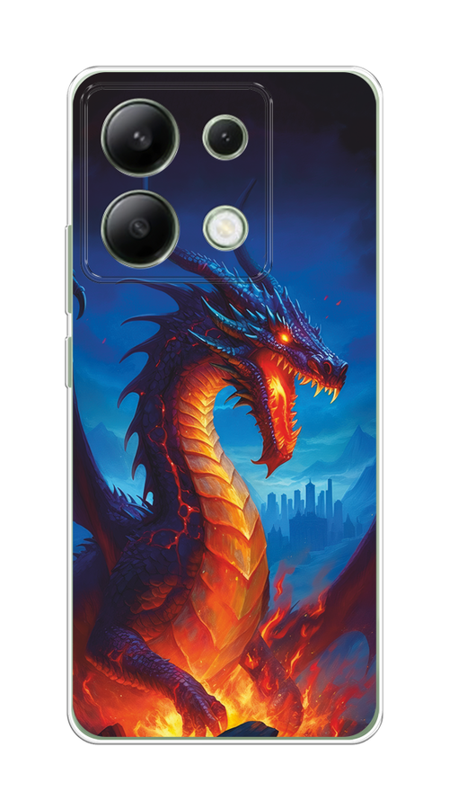 

Чехол на Xiaomi Redmi Note 13 4G (Global) "Дракон над лавой", Оранжевый;коричневый;синий, 321050-1