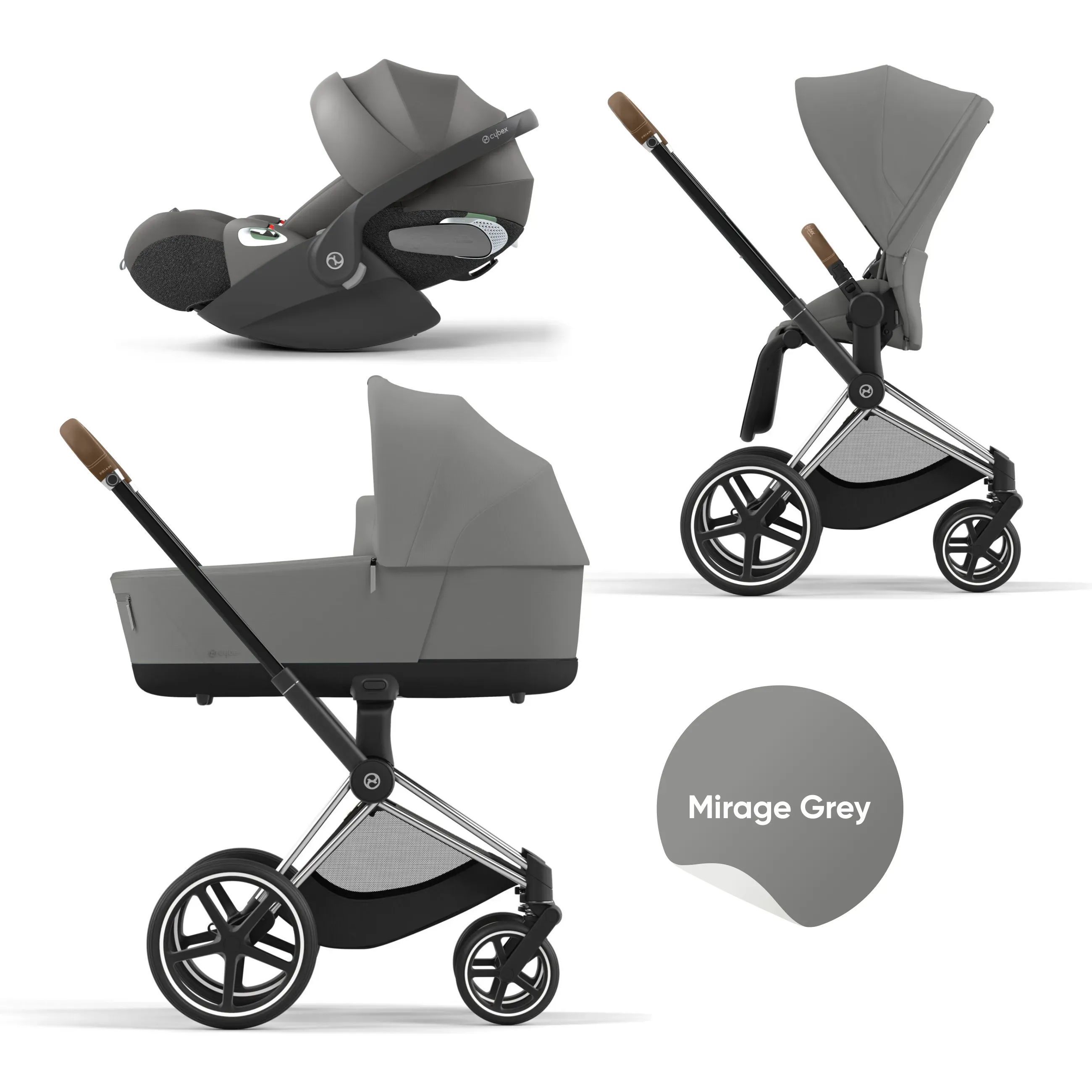 

Коляска 3 в 1 Cybex Priam IV Chrome Brown, Mirage Grey, Cybex Priam IV