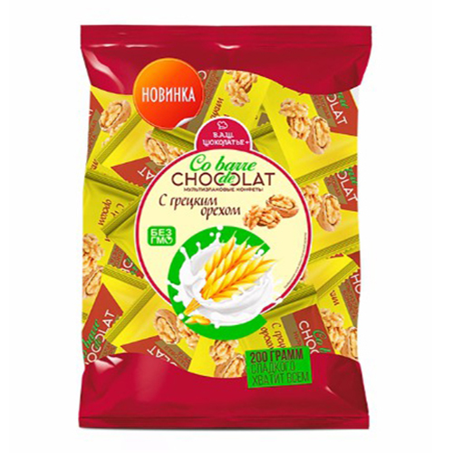 

Конфеты мультизлаковые Co barre de Chocolat с грецким орехом и белой кондитерской глазурью