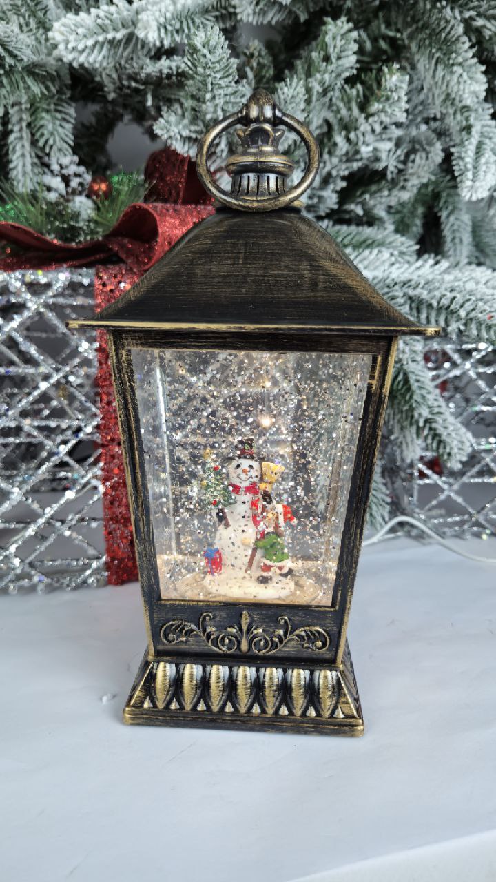 

Новогодний музыкальный светящийся светильник Merry Christmas Снеговик с ребенком 12х27 см