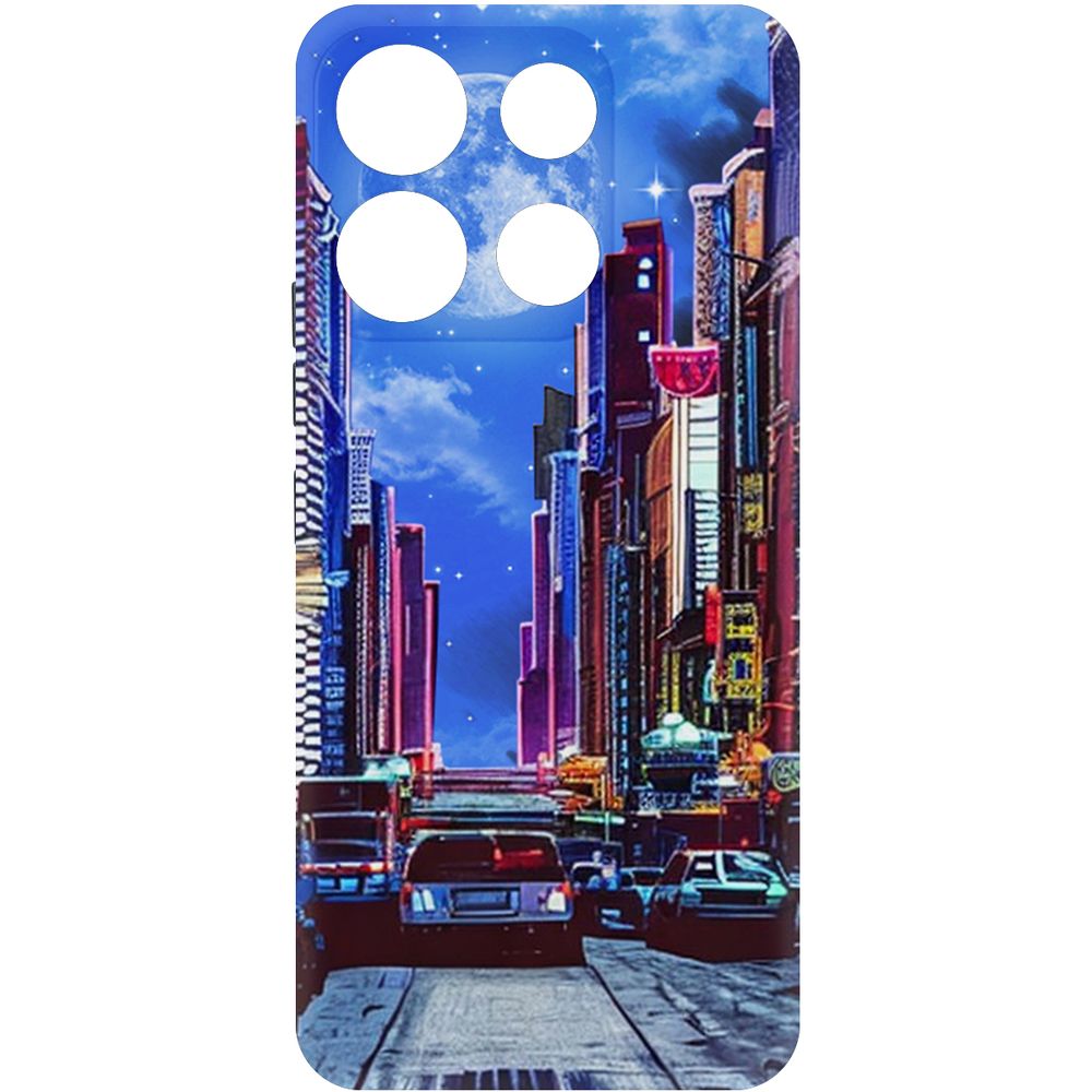 

Чехол-накладка Krutoff Soft Case Ночной город для Itel A60s черный