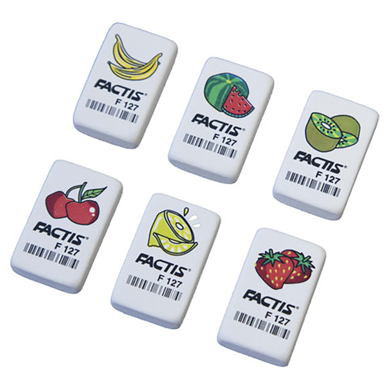 

Ластик FACTIS F 127 (Испания), 40х24х10 мм, ассорти, прямоугольный, мягкий, CNFF127., eraser-s-55
