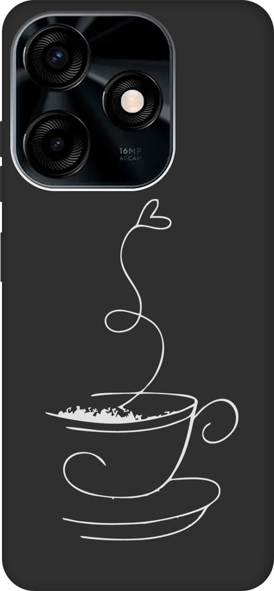 

Чехол на Tecno Spark 10C с 3D принтом "Coffee Love W" черный, Черный;белый, 159589