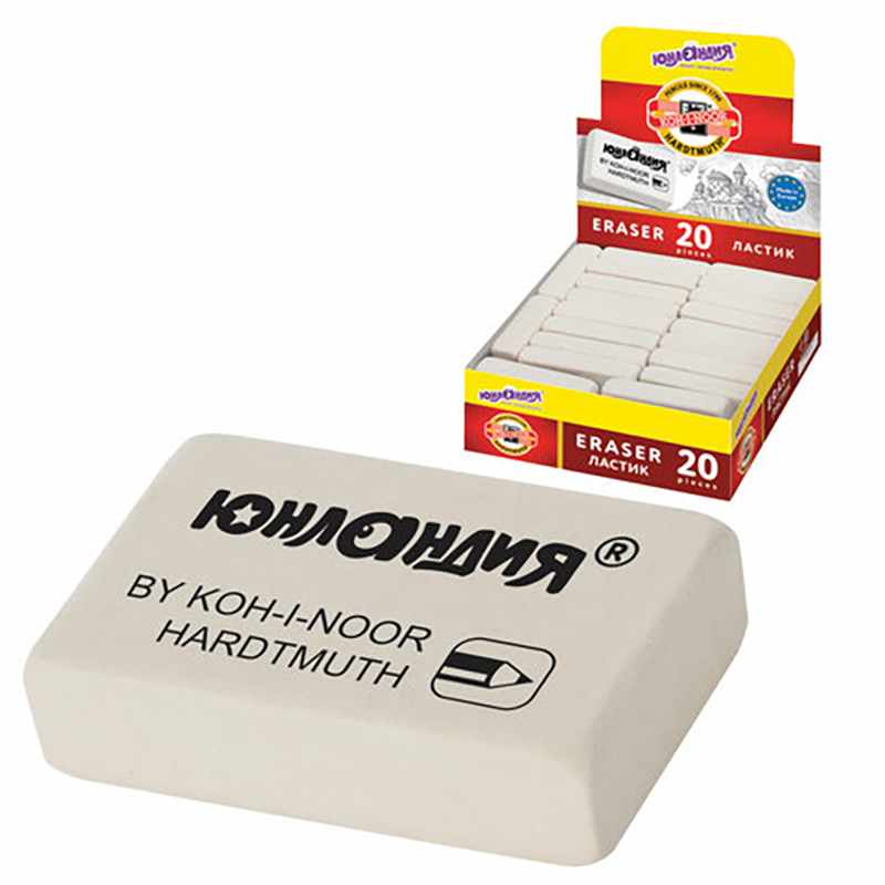 

Ластик ЮНЛАНДИЯ (KOH-I-NOOR EXCLUSIVE) 300/20, 45х32х12 мм, белый, прямоугольный, 228698, eraser-s-175