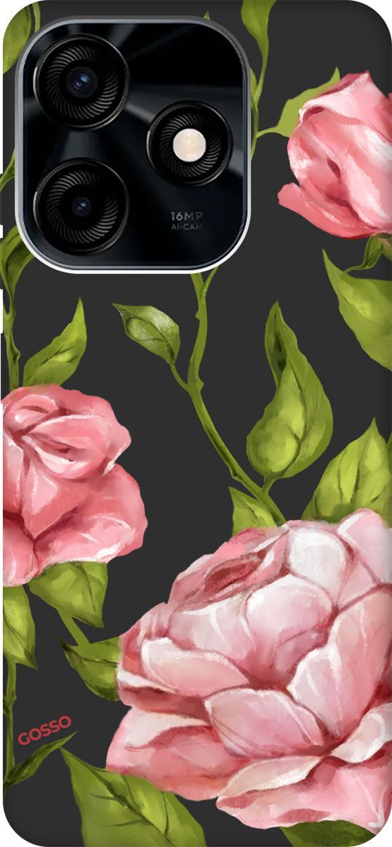 

Чехол на Tecno Spark 10C с 3D принтом "Amazing Roses" черный, Черный;зеленый, 159589