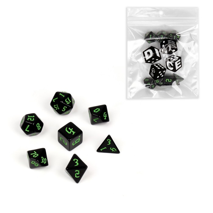 

Набор кубиков для D&D Время игры 9889071 серия D&D зеленые 7 шт, Зеленый;черный