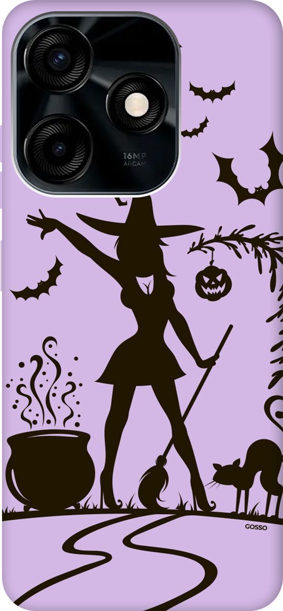 

Чехол на Tecno Spark 10C "Witch and Boiler" сиреневый, Фиолетовый;красный, 159598