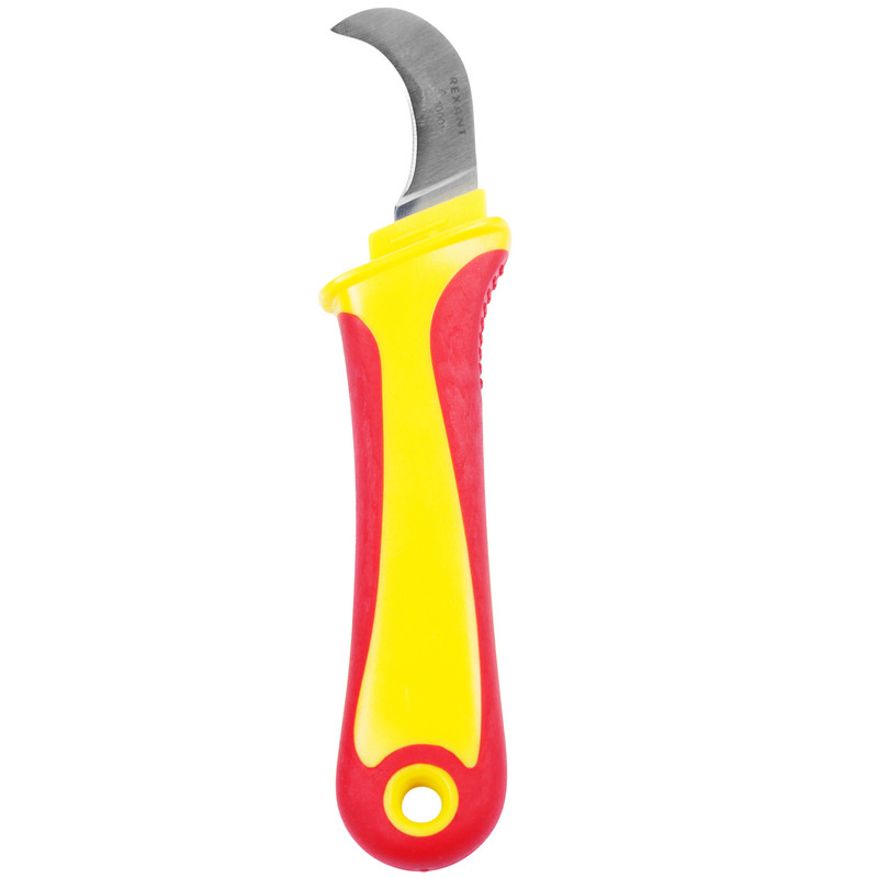 Нож монтажника, нержавеющая сталь, изогнутое лезвие REXANT инструмент для удаления оболочки knipex