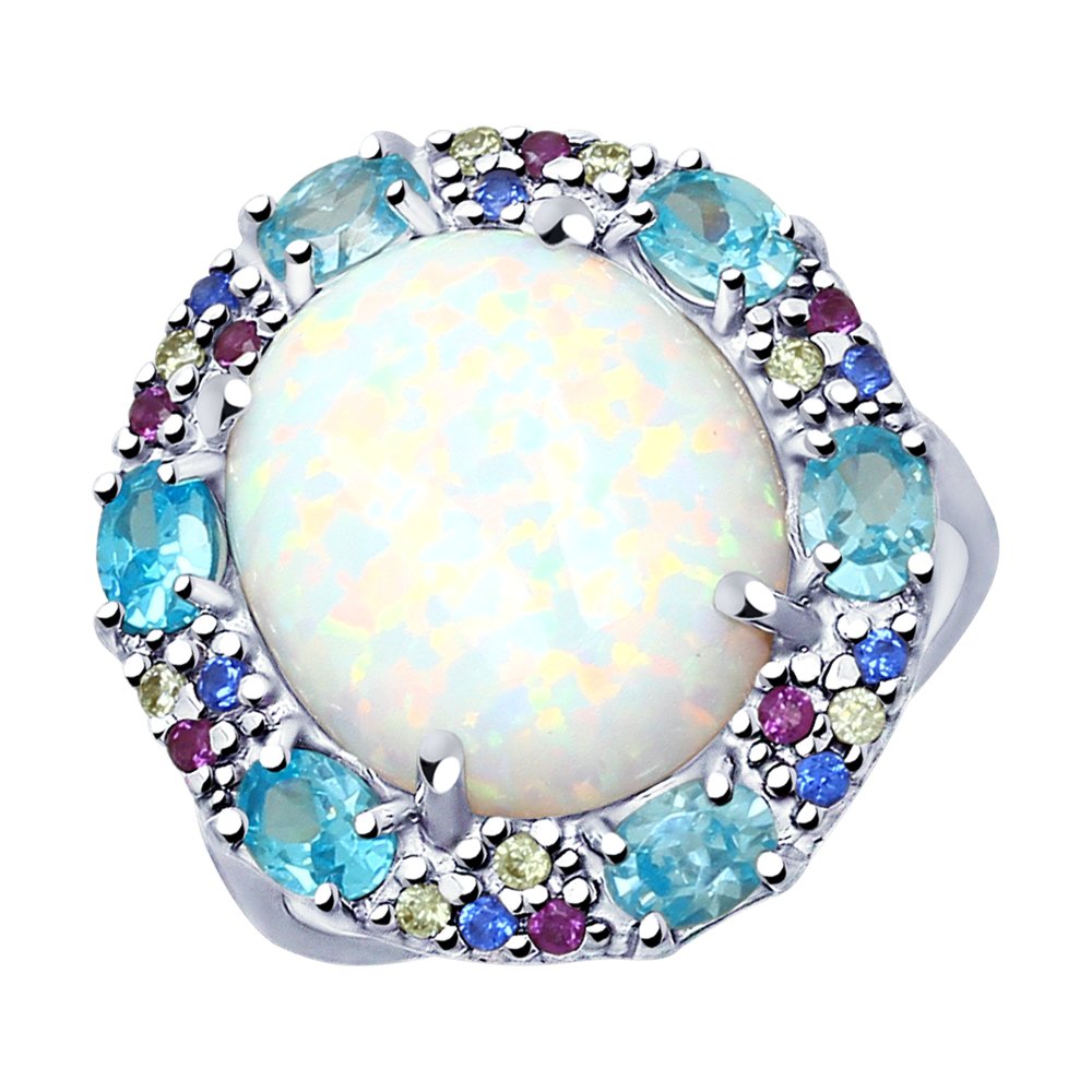 

Кольцо из серебра с искусственным опалом/фианитом р 18.5 SOKOLOV 83010050