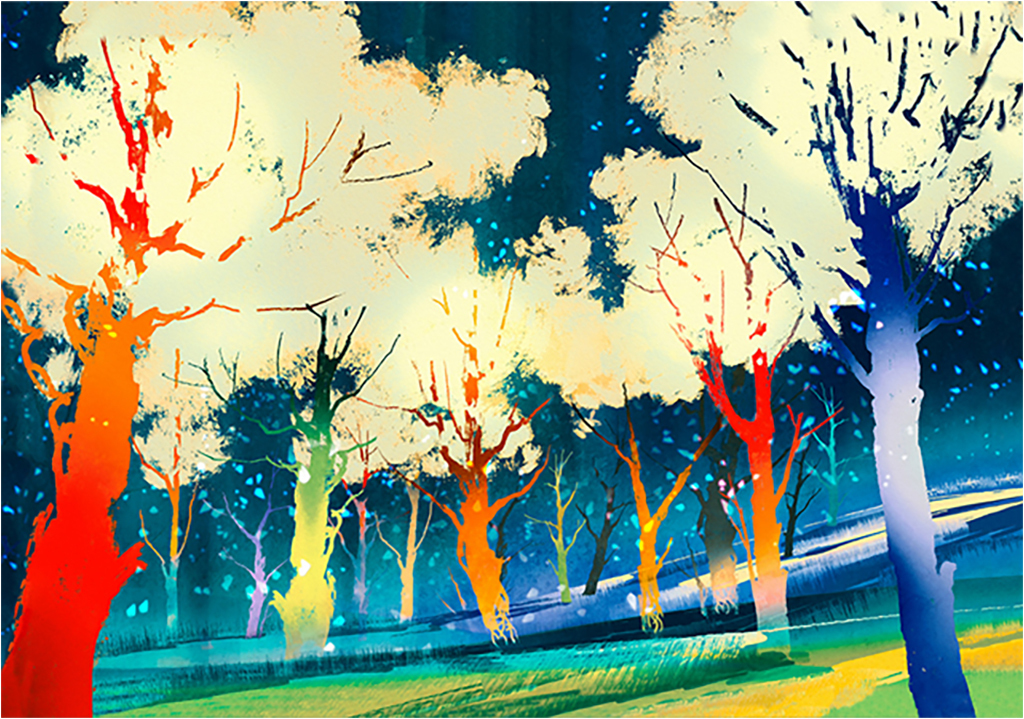 Картина на холсте с подрамником ХитАрт Ночной лес 80x56 см