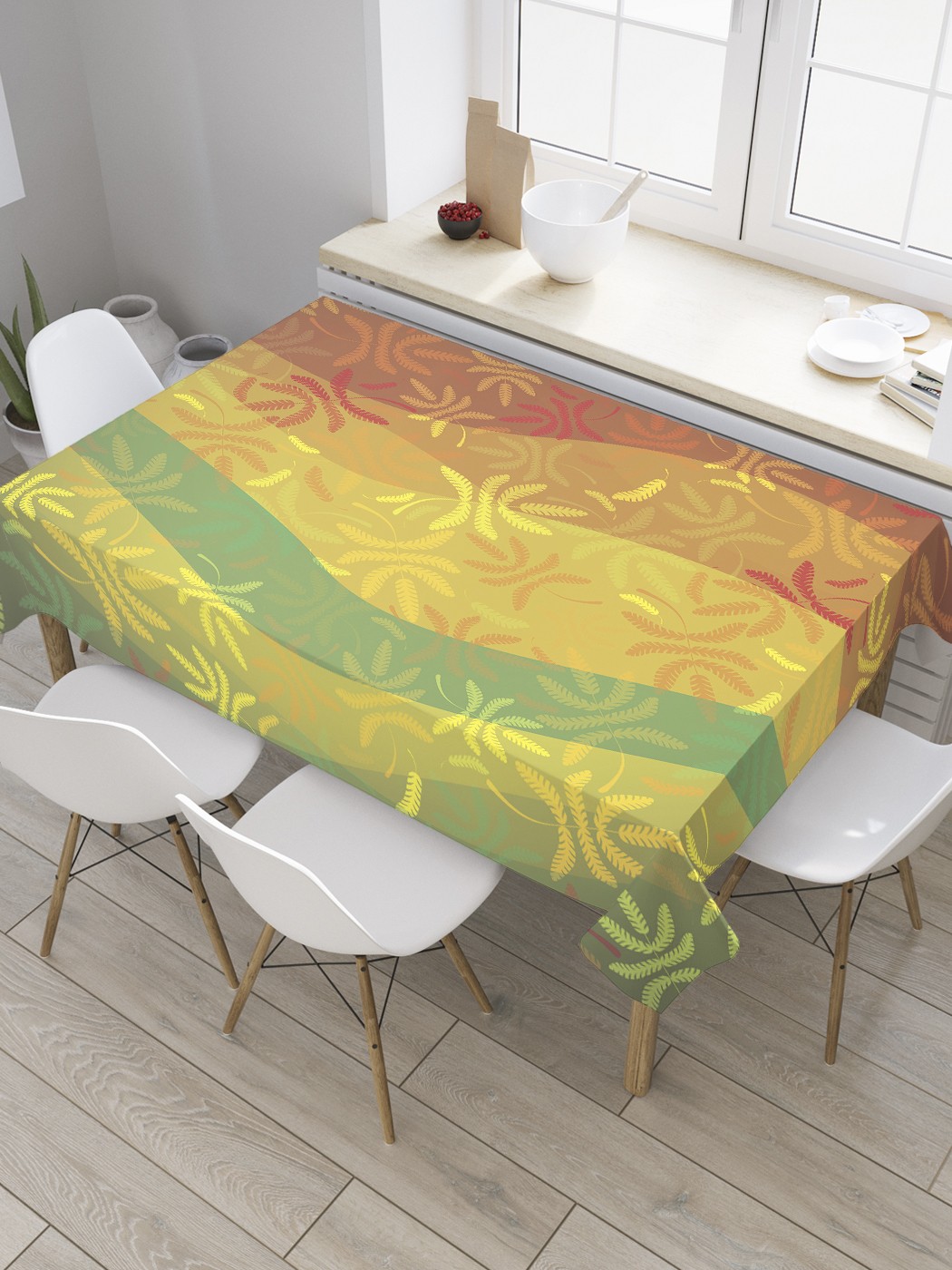 

Скатерть JoyArty "В стиле регги с красочными цветочными формами" из оксфорда, 180x145 см, Зеленый, В стиле регги с красочными цветочными формами