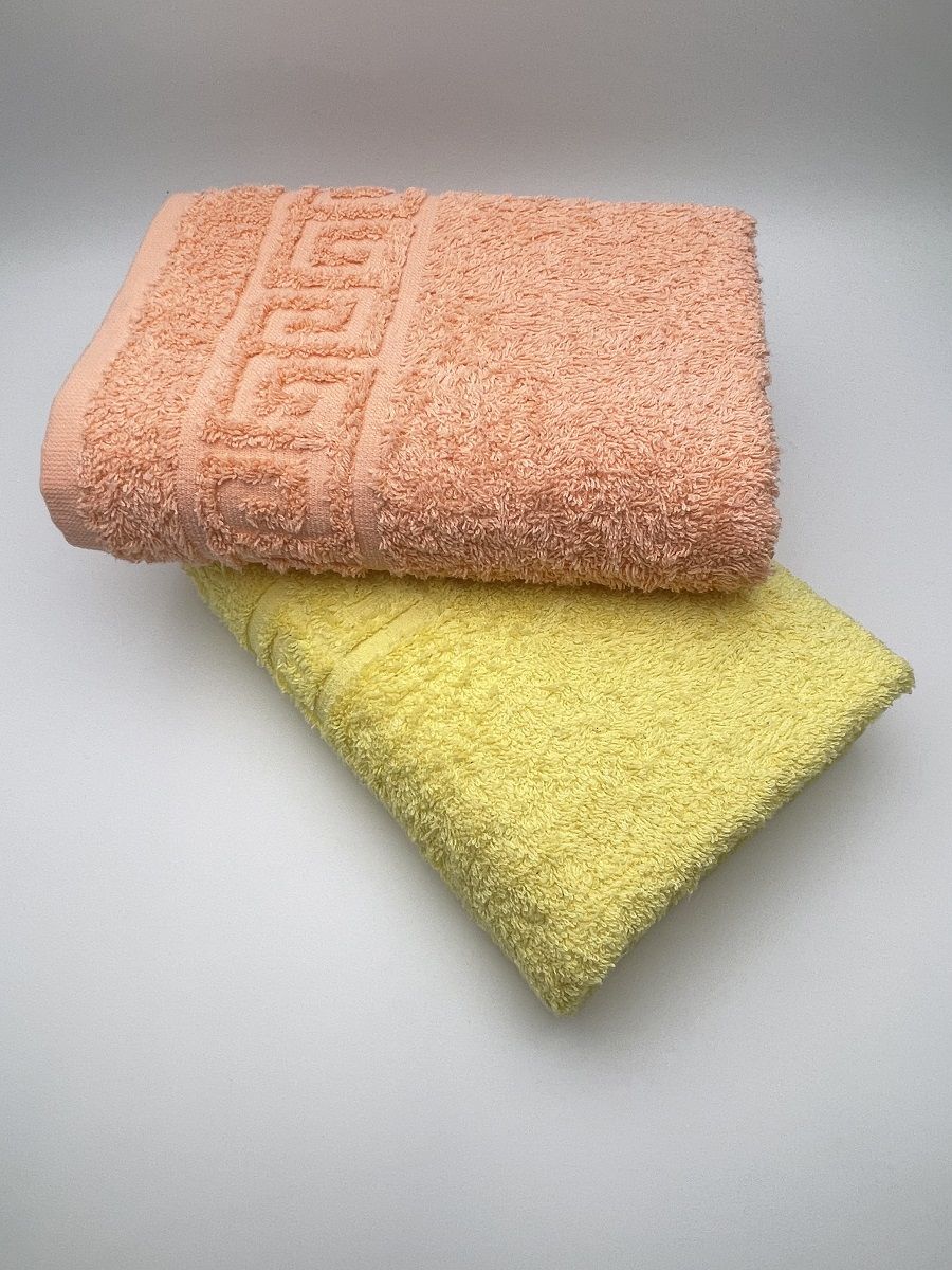 фото Комплект махровых полотенец "банная пара желтый+персик" tm textile