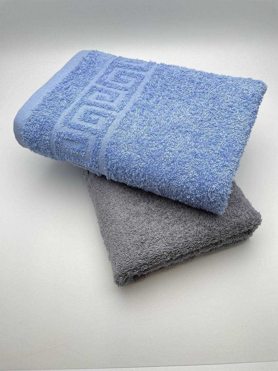 фото Комплект махровых полотенец для лица и тела "голубой+графит" tm textile