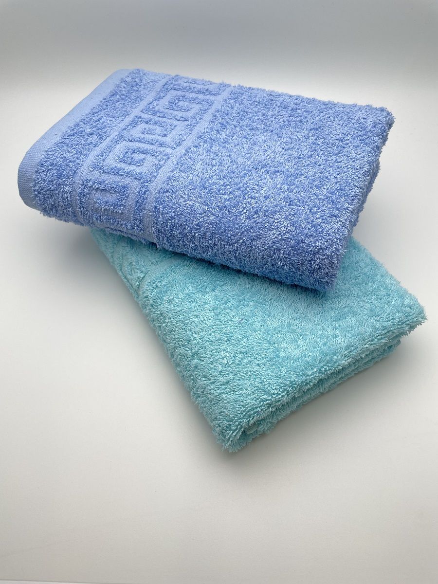 фото Комплект махровых полотенец для лица и тела "голубой+циан" tm textile