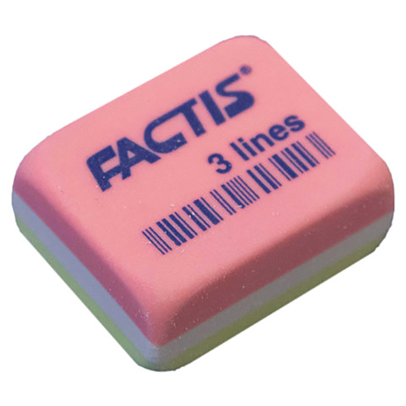 

Ластик FACTIS 3 Lines (Испания), 30х24х13 мм, цвет ассорти, прямоугольный, CPF3LINES, eraser-s-48