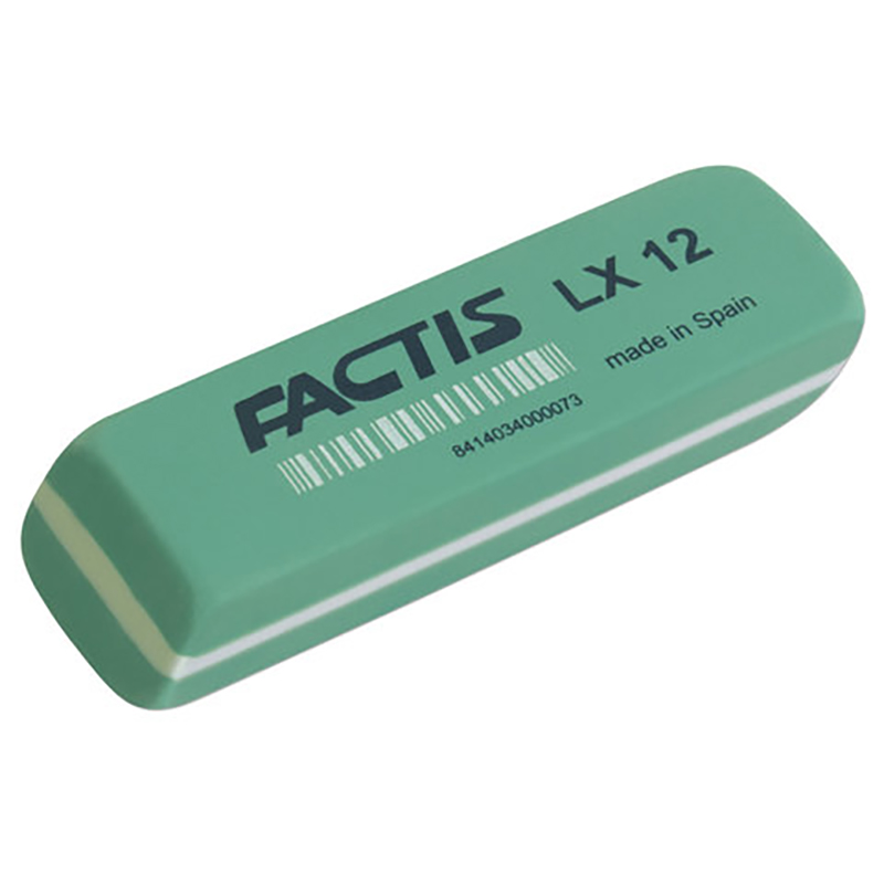 

Ластик большой FACTIS LX 12 (Испания), 74х24х13 мм, зеленый, прямоугольный, скошенные края, eraser-s-123