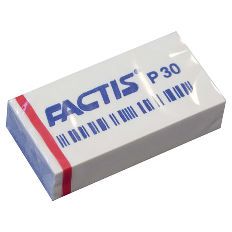 

Ластик FACTIS P 30 (Испания), 40х20х10 мм, белый, прямоугольный, мягкий, CPFP30, eraser-s-64