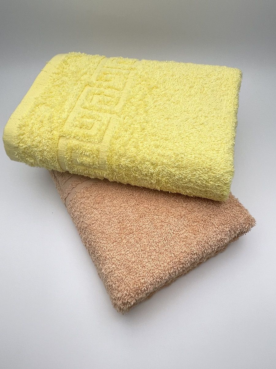 фото Комплект махровых полотенец для лица и тела "желтый+капучино" tm textile