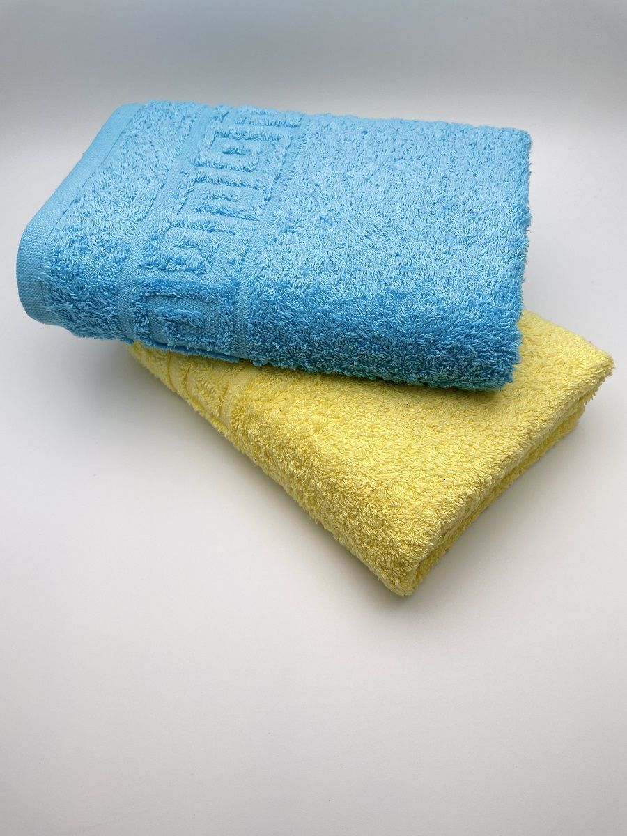 фото Комплект махровых полотенец для лица и тела "желтый+бирюза" tm textile