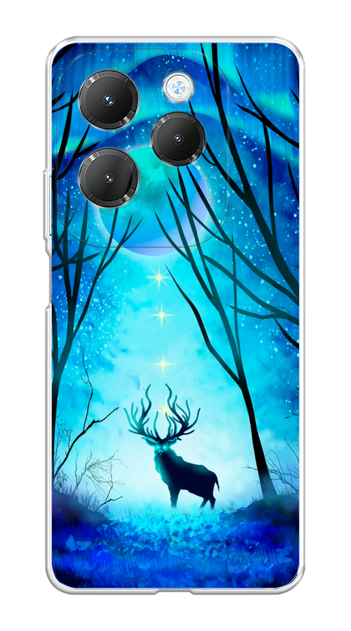 

Чехол на Infinix Hot 40 Pro "Олень северное сияние", Синий;черный;голубой, 3105350-1