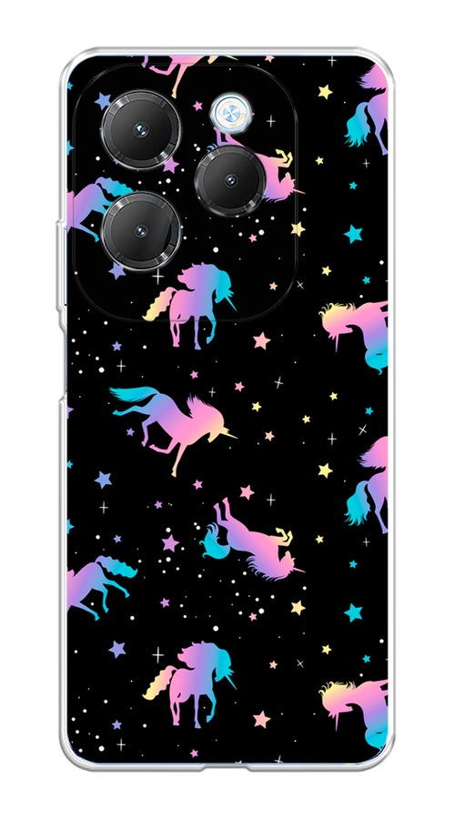 

Чехол на Infinix Hot 40 Pro "Единороги градиент", Черный;розовый;голубой, 3105350-1