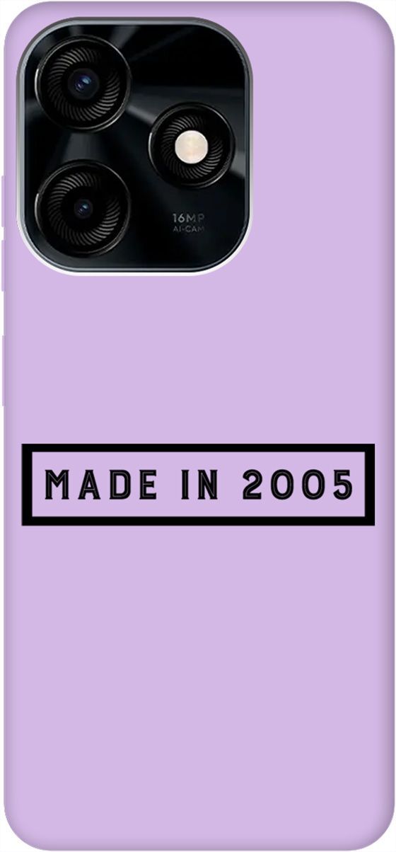 

Чехол на Tecno Spark 10C "2005" сиреневый, Фиолетовый;черный, 159598
