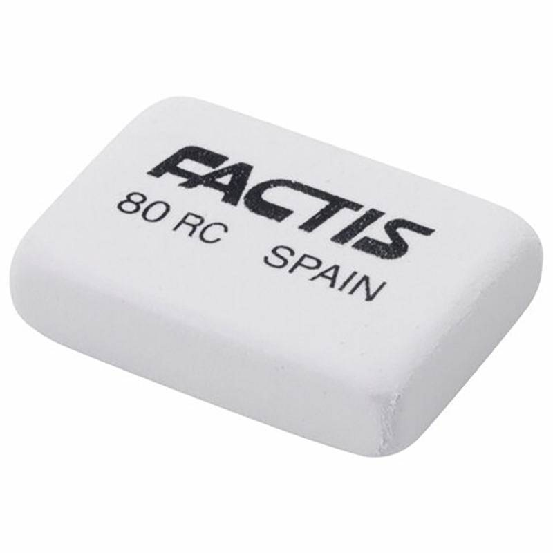 

Ластик FACTIS 80 RC (Испания), 28х20х7 мм, белый, прямоугольный, CNF80RC, eraser-s-52