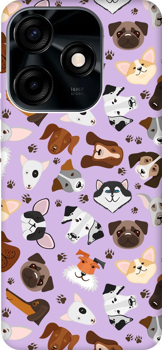 

Чехол на Tecno Spark 10C "Dogs Pattern" сиреневый, Фиолетовый;коричневый, 159598