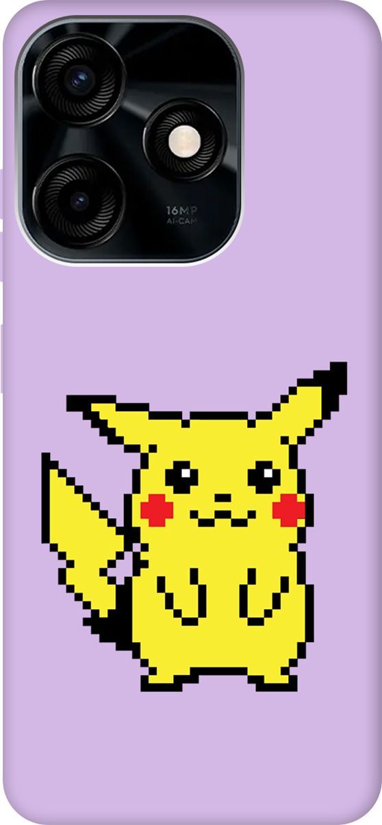 

Чехол на Tecno Spark 10C "Pixel Pikachu" сиреневый, Фиолетовый;желтый, 159598