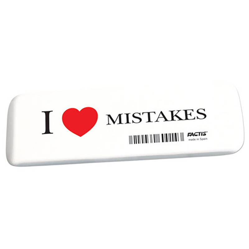 

Ластик большой FACTIS I love mistakes Испания 140х44х9 мм, прямоугольный, скошенные края, eraser-s-121