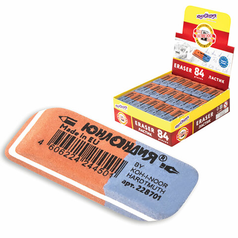 

Ластик ЮНЛАНДИЯ (KOH-I-NOOR EXCLUSIVE) 6521/80, 42х14х8 мм, красно-синий, 228701, eraser-s-178