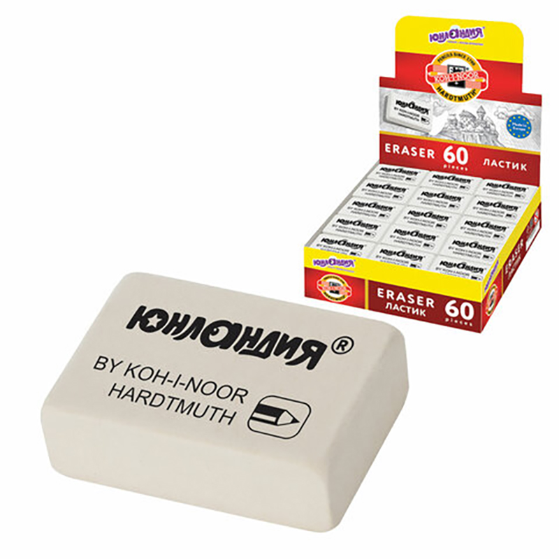 

Ластик ЮНЛАНДИЯ (KOH-I-NOOR EXCLUSIVE) 300/60, 31х21х8 мм, белый, 228699, 0300060052KD, eraser-s-176