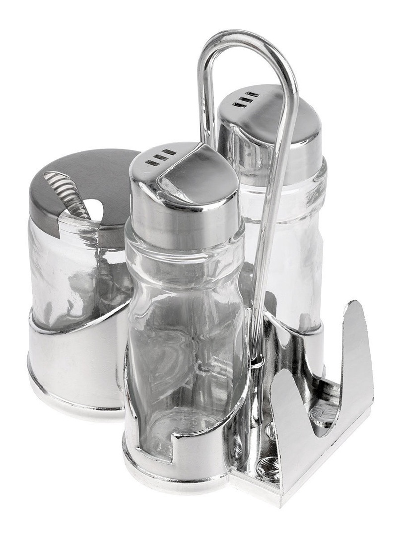 

Набор для специй на подставке 3шт, Серебристый;прозрачный, SAUCING UTENSIL