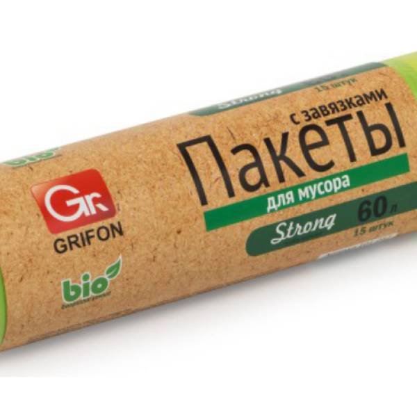 

Пакеты для мусора Grifon 101-082/2_3 с завязками, 60 л, 15 шт. в рулоне, 3 шт. в упаковке, Черный
