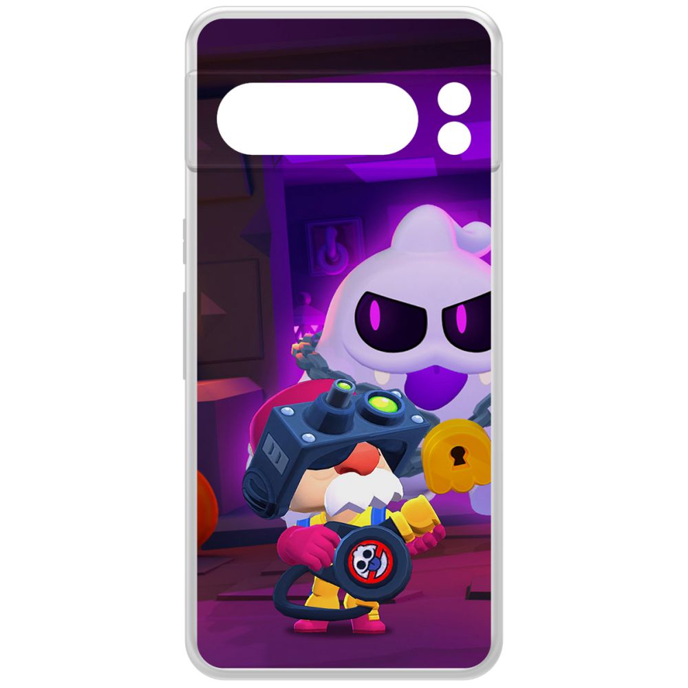 

Чехол-накладка Clear Case Brawl Stars-Охотник за Скуиками Гэйл для GOOGLE Pixel 8 Pro, Прозрачный