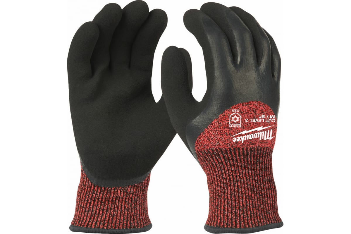 Milwaukee Перчатки с защитой от порезов, уровень 3, зимние, размер M/8 4932471347 перчатки зимние мужские minaku однотонные цв р р 8 25 см