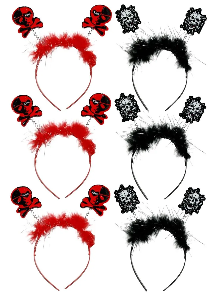 

Ободок карнавальный Черепа , украшение на Хэллоуин , набор 6 шт ТНК8349, Черный;красный, ТНК8349