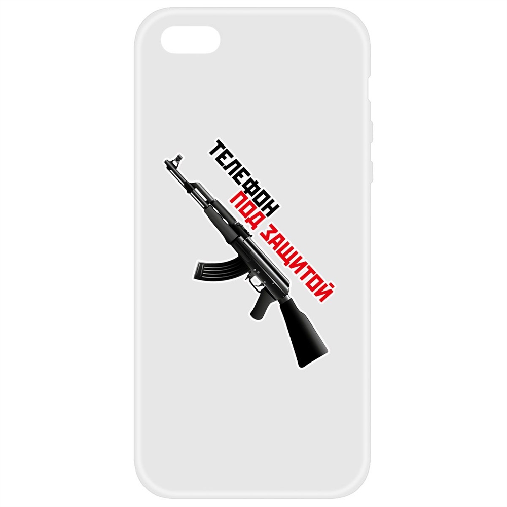 Чехол-накладка Krutoff Soft Case Телефон под защитой для iPhone 5/5s белая