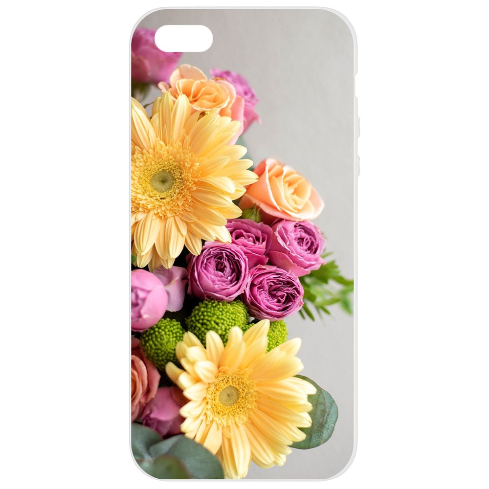Чехол-накладка Krutoff Soft Case Букет для iPhone 5/5s белая