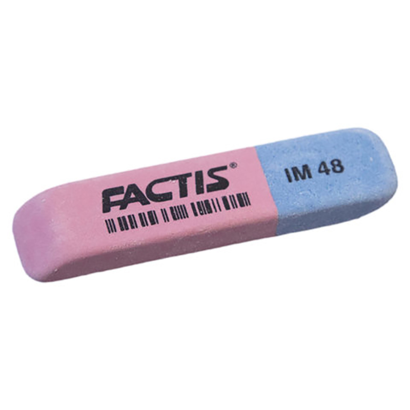 

Ластик FACTIS IM 48 (Испания), 62х15х8 мм, красно-синий, прямоугольный, скошенные края, eraser-s-58