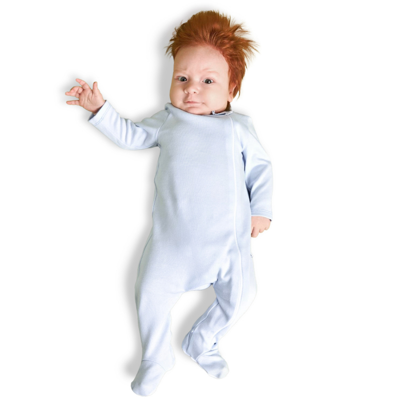 фото Детский слип комбинезон для новорожденных loombee арт. с-sk-6412-74 голубой р.74