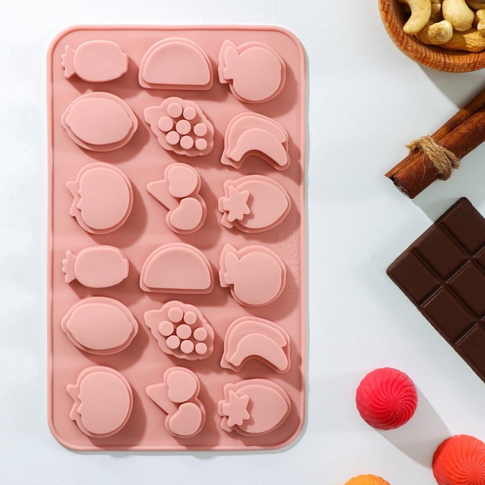 

Доляна Форма для льда и кондитерских украшенийСочно, 21x12,5x1 см, 18 ячеек, МИКС, В ассортименте