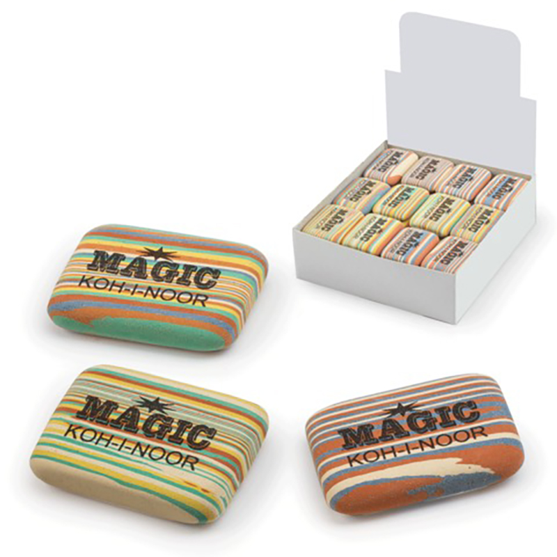 

Ластик KOH-I-NOOR Magic, 35x24x8 мм, цветной, ассорти, прямоугольный, натуральный каучук, eraser-s-74