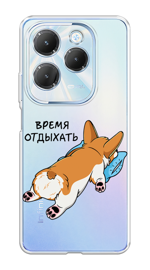 

Чехол на Infinix Hot 40 Pro "Корги отдыхает", Черный;коричневый;голубой, 3105350-1