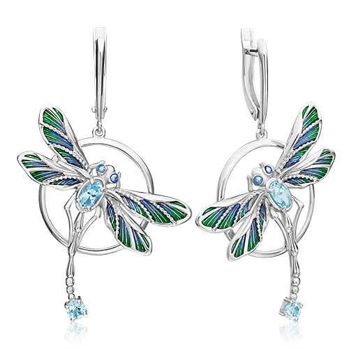 

Серьги подвески из серебра PLATINA jewelry 02-4781-00-201-0200-68, топаз/эмаль, 02-4781-00-201-0200-68