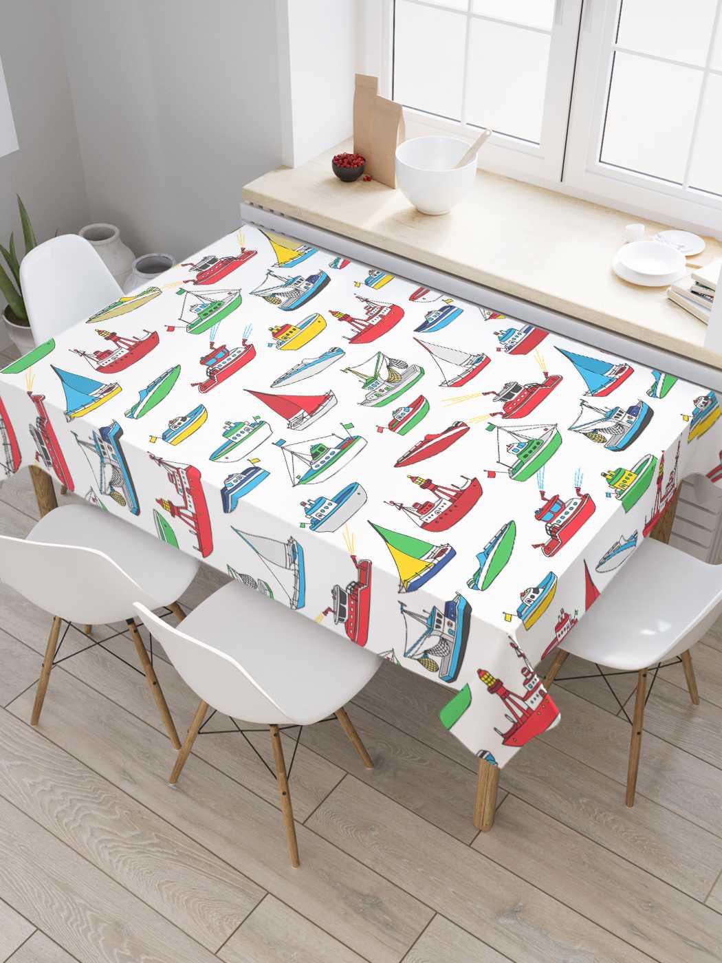 

Скатерть прямоугольная JoyArty "Корабельный парад" из оксфорда, 120x145 см, Корабельный парад
